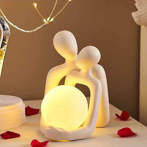 Heartwarming Loving Couple Resin Statue Valentine's Day Gift by Castlight