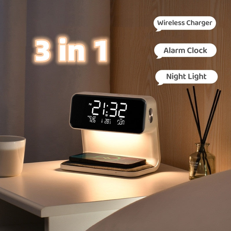 Creative 3 In 1 Bedside Lamp Wireless Charging LCD By Castlight