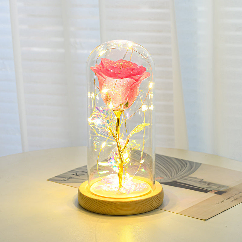 Valentines Day Gift  For Girlfriend Eternal Rose Flowers LED Light In Glass By Castlight